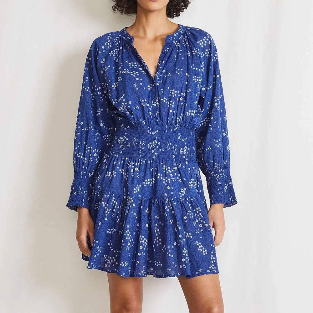 Apiece Apart La Ventura Mini Dress blue floral, large